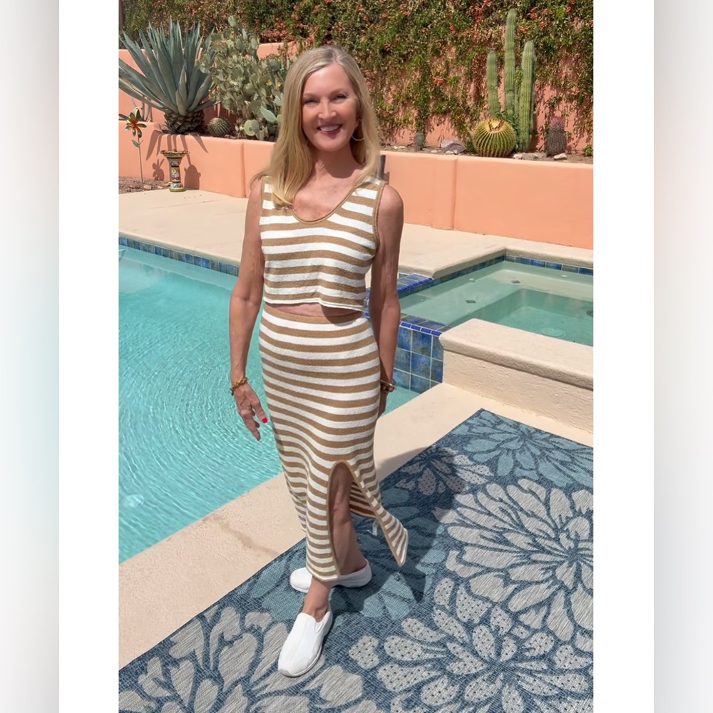 NWT Striped Lightweight Sweater Knit Top and Midi Skirt Set-S - Picture 9 of 17